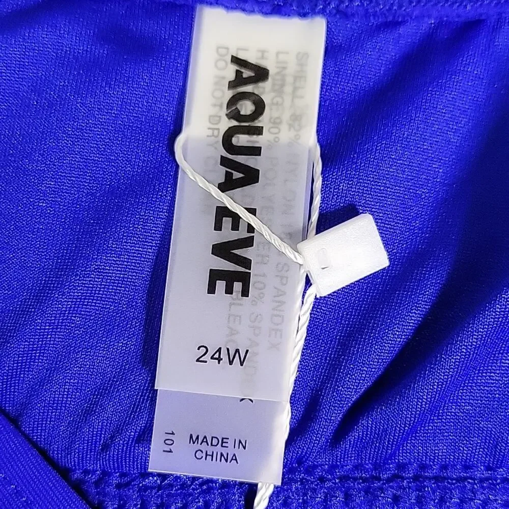 Aqua Eve Blue Swimsuit Tankini Top Womens Size 24W NWT